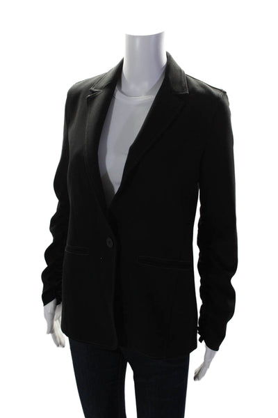 Elizabeth and James Womens Textured Lined Button Collar Sleek Blazer Black Size