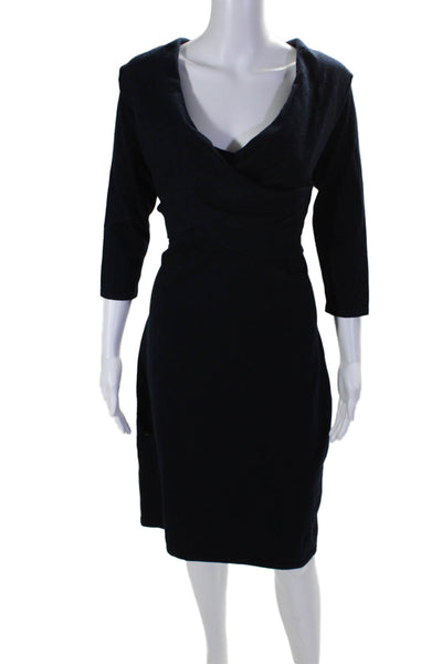 Lauren Ralph Lauren Womens Long Sleeve V Neck Sweater Dress Navy Size L