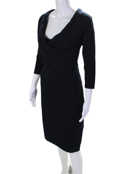 Lauren Ralph Lauren Womens Long Sleeve V Neck Sweater Dress Navy Size L