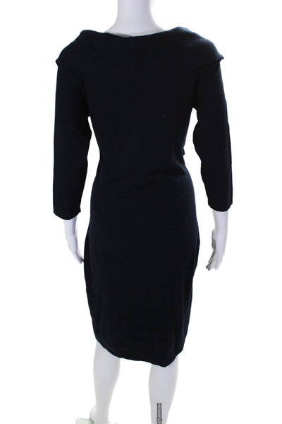 Lauren Ralph Lauren Womens Long Sleeve V Neck Sweater Dress Navy Size L