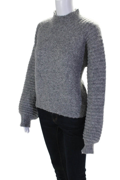 Benaar Womens Knit High Neck Long Sleeve Pullover Sweater Top Gray Size S