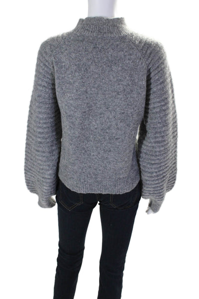 Benaar Womens Knit High Neck Long Sleeve Pullover Sweater Top Gray Size S