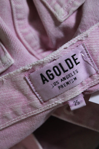 Agolde Womens Light Pink Fly Button High Rise Straight Leg Jeans Size 25