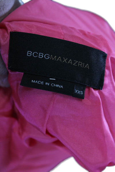 BCBGMAXAZRIA Womens Front Zip Long Sleeve Mock Neck Quilted Jacket Pink Size 2XS