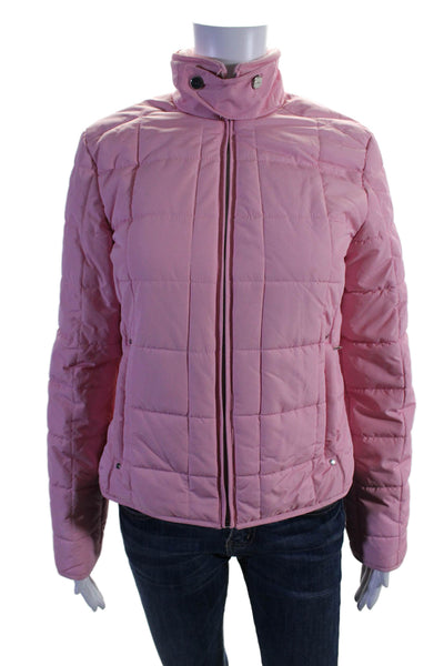 Lauren Ralph Lauren Womens Front Zip Mock Neck Quilted Jacket Pink Size Small