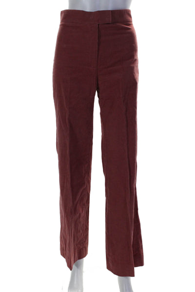 Alexa Chung Womens Cotton Red Corduroy High Rise Wide Leg Pants Size 0