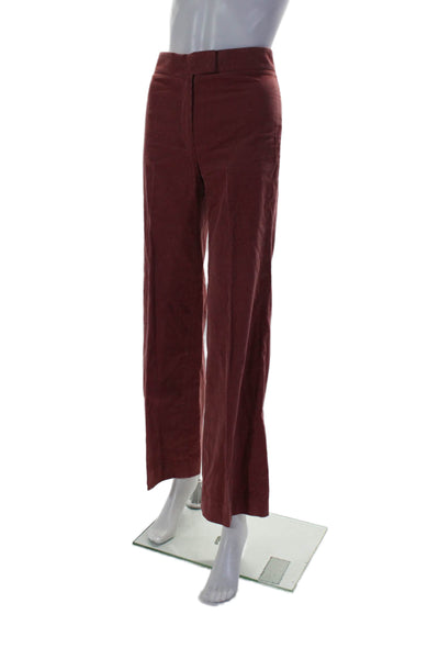 Alexa Chung Womens Cotton Red Corduroy High Rise Wide Leg Pants Size 0