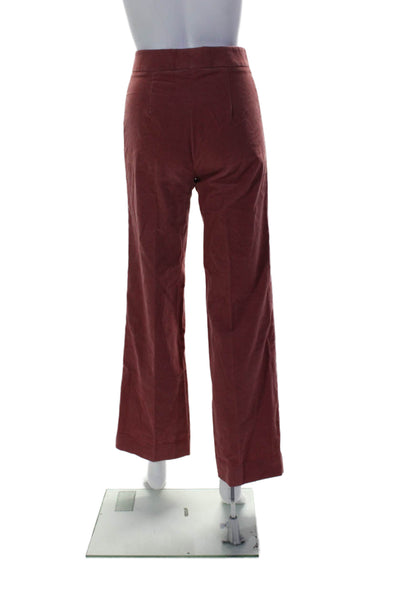 Alexa Chung Womens Cotton Red Corduroy High Rise Wide Leg Pants Size 0