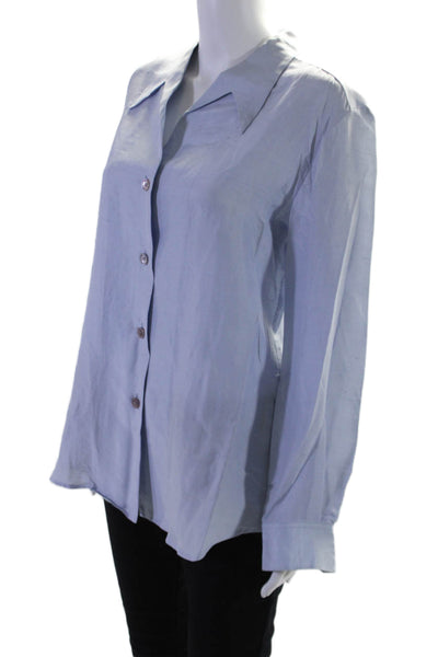 Max Mara Womens Silk Blue Collar Long Sleeve Button Down Shirt Size 6