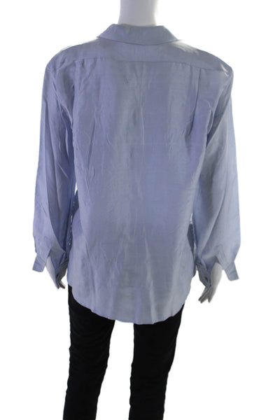 Max Mara Womens Silk Blue Collar Long Sleeve Button Down Shirt Size 6