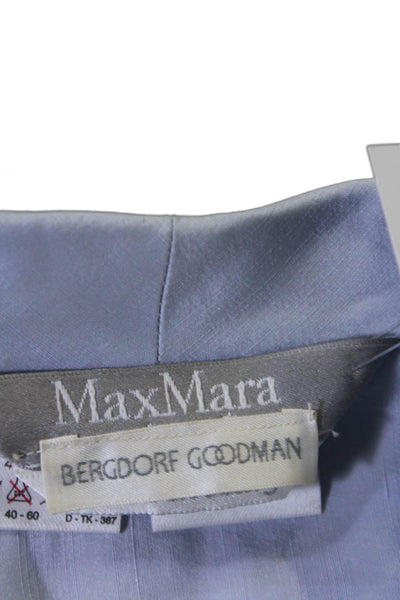 Max Mara Womens Silk Blue Collar Long Sleeve Button Down Shirt Size 6