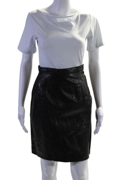 Saks Fifth Avenue x Maxima Womens Black Leather Lined Pencil Skirt Size 6