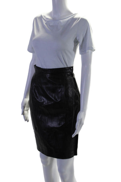 Saks Fifth Avenue x Maxima Womens Black Leather Lined Pencil Skirt Size 6