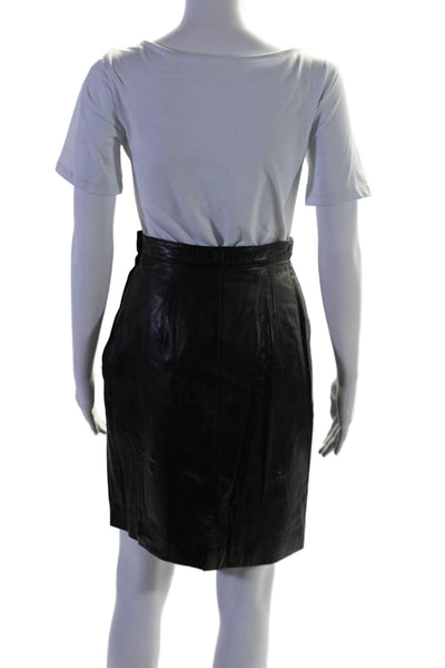 Saks Fifth Avenue x Maxima Womens Black Leather Lined Pencil Skirt Size 6