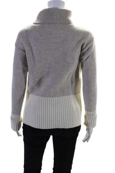 Derek Lam Womens Turtleneck Colorblock Long Sleeved Sweater Beige Size S