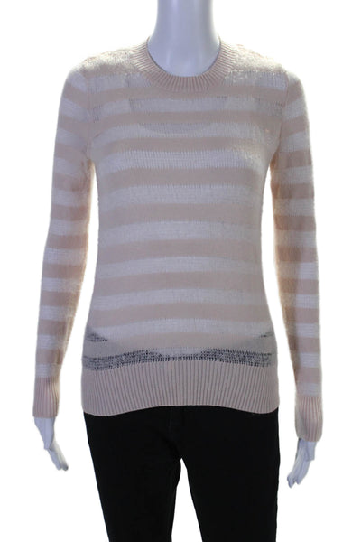 Rebecca Minkoff Womens Wool Blend Striped Pullover Sweater Top Pink Size XS