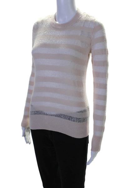 Rebecca Minkoff Womens Wool Blend Striped Pullover Sweater Top Pink Size XS