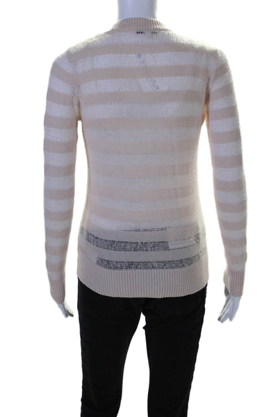 Rebecca Minkoff Womens Wool Blend Striped Pullover Sweater Top Pink Size XS