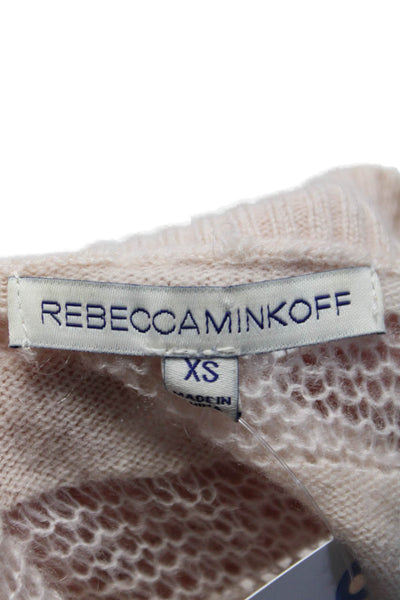 Rebecca Minkoff Womens Wool Blend Striped Pullover Sweater Top Pink Size XS