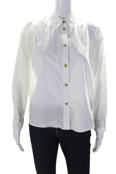 Donni Womens White Cotton Collar Long Sleeve Button Down Shirt Size XS