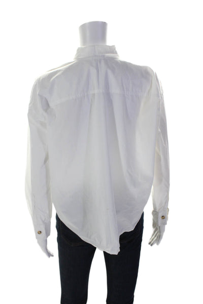 Donni Womens White Cotton Collar Long Sleeve Button Down Shirt Size XS