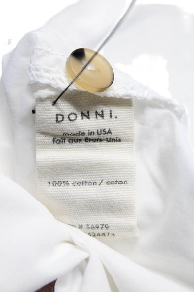 Donni Womens White Cotton Collar Long Sleeve Button Down Shirt Size XS