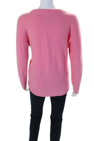 Essentiel Antwerp Womens Pink Crew Neck Pockets Long Sleeve Sweater Top Size S