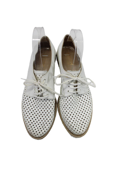 Summit Womens White Cut Out Lace Up Platform Oxford Shoes Size 8