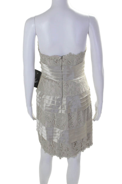 BCBG Max Azria Womens Textured Sleeveless Zip Lacy Dress Beige Size 4