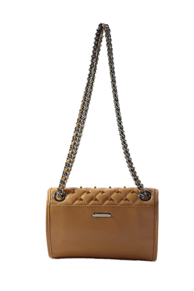 Rebecca Minkoff Womens Leather Textured Spiky Clasp Button Crossbody Bag Nude OS