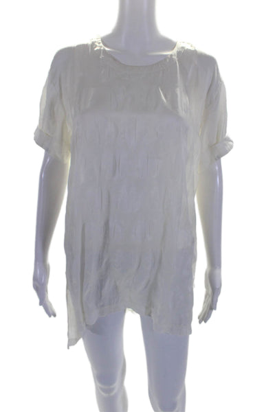 Allsaints Womens Textured Round Neck Short Sleeved Draped Dress White Size 6