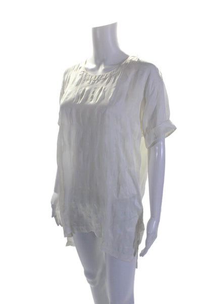 Allsaints Womens Textured Round Neck Short Sleeved Draped Dress White Size 6