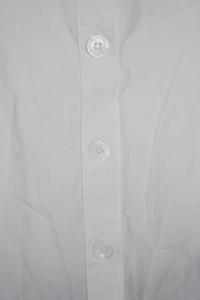 Oysho Womens Sleeveless Shoulder Padded Collared Button Up Shirt White Size S