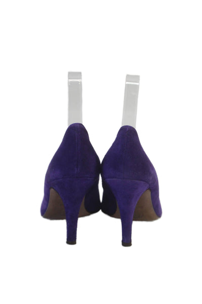 Lulu Guinness Womens Suede Pearled Bow Tied Stiletto Pumps Purple SIze EUR 38