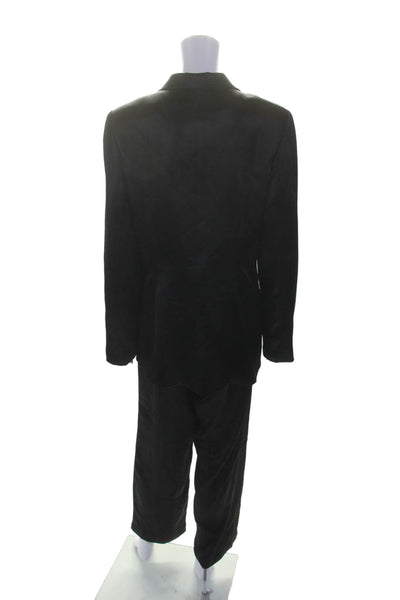 Kimberly Taylor Womens Double Breasted Satin Pants Suit Black Size Medium Large