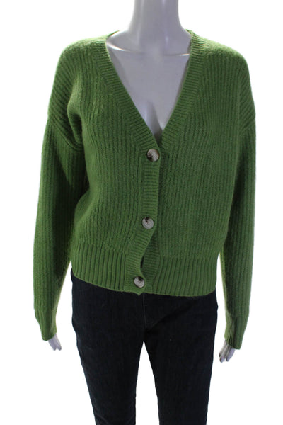 Greylin Anthropologie Womens Thick Knitted Open Front Button Cardigan Green Size