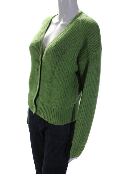 Greylin Anthropologie Womens Thick Knitted Open Front Button Cardigan Green Size