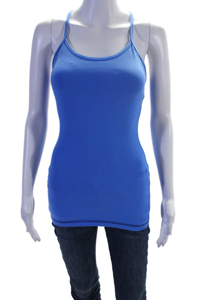 Lululemon Womens Criss Cross Back Lined Fitted Athletic Tank Top Blue Size S