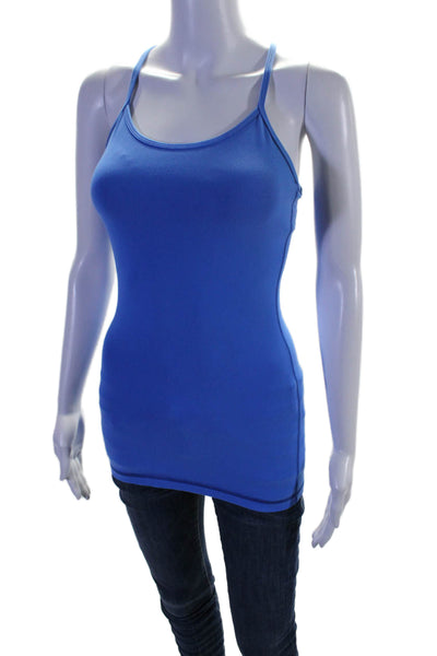 Lululemon Womens Criss Cross Back Lined Fitted Athletic Tank Top Blue Size S