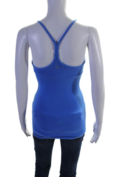 Lululemon Womens Criss Cross Back Lined Fitted Athletic Tank Top Blue Size S