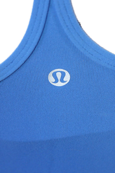 Lululemon Womens Criss Cross Back Lined Fitted Athletic Tank Top Blue Size S