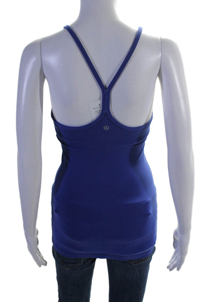 Lululemon Womens Criss Cross Back Built In Bra Shape Fit Tank Top Blue Size S