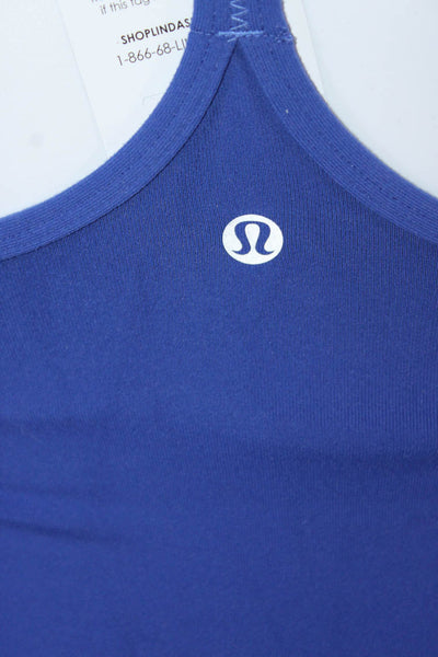 Lululemon Womens Criss Cross Back Built In Bra Shape Fit Tank Top Blue Size S