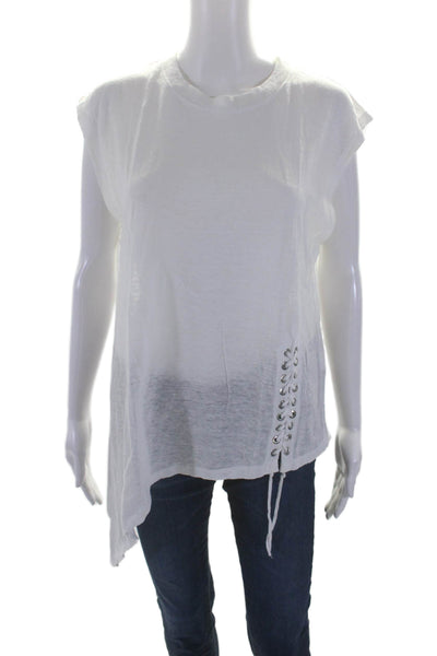 IRO Womens Linen Sleeveless Crewneck Lace Up Blouse White Size S