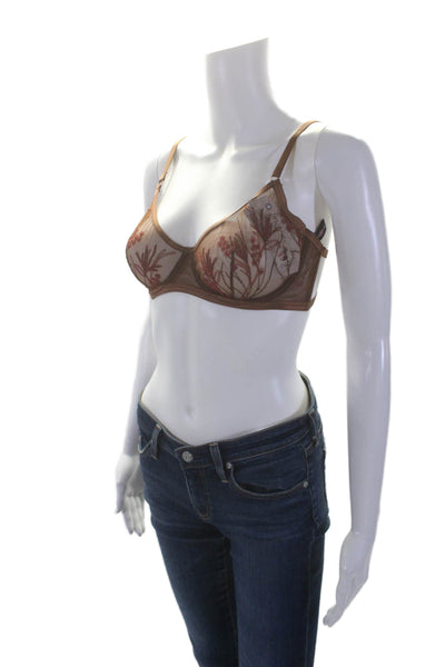 Cosabella Womens Laced Embroidered Mesh Kalahari Molded Bra Brown Size 36C