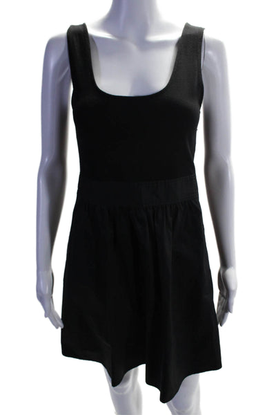 Theory Womens Sleeveless A Line Knee Length Boa Dress Black Cotton Size 2