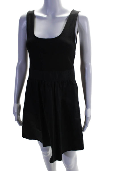 Theory Womens Sleeveless A Line Knee Length Boa Dress Black Cotton Size 2