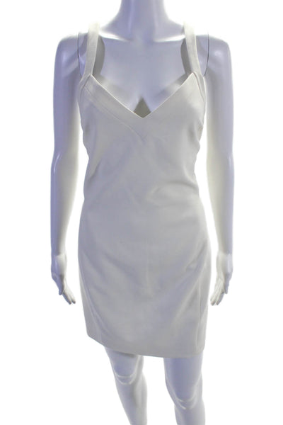 Likely Womens Sleeveless V Neck Knee Length Sheath Dress Ivory White Size 8