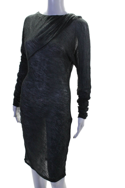 Elizabeth and James Womens Long Sleeves Body Con Dress Gray Wool Size Medium