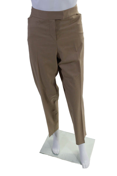 Lafayette 148 New York Womens Zip Lined Straight Leg Trousers Khaki Size 12